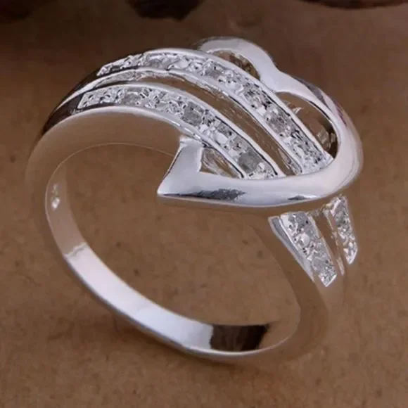 double heart ring with crystals - Picture 2 of 7